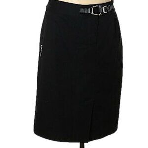 Lauren Ralph Lauren Black Buckle Front Skirt Size 6 Small Flaws